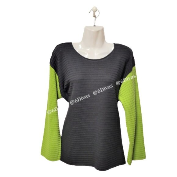 Black Green Cotton Top Lime Green Top With Sleeves Size S, M L,-  NWT - Picture 3 of 12